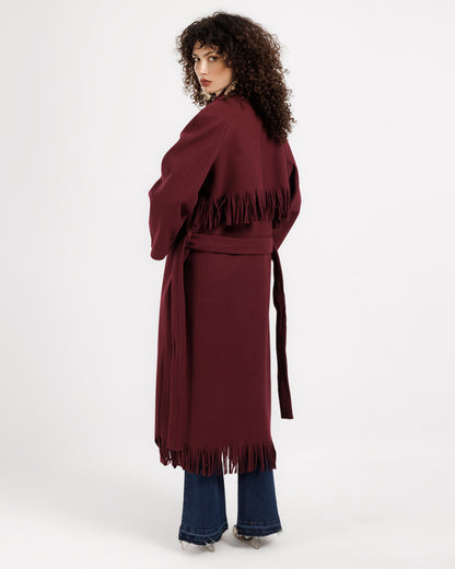 Wool Trench Coat with Fringe Back – Classic Style with a Modern Twist