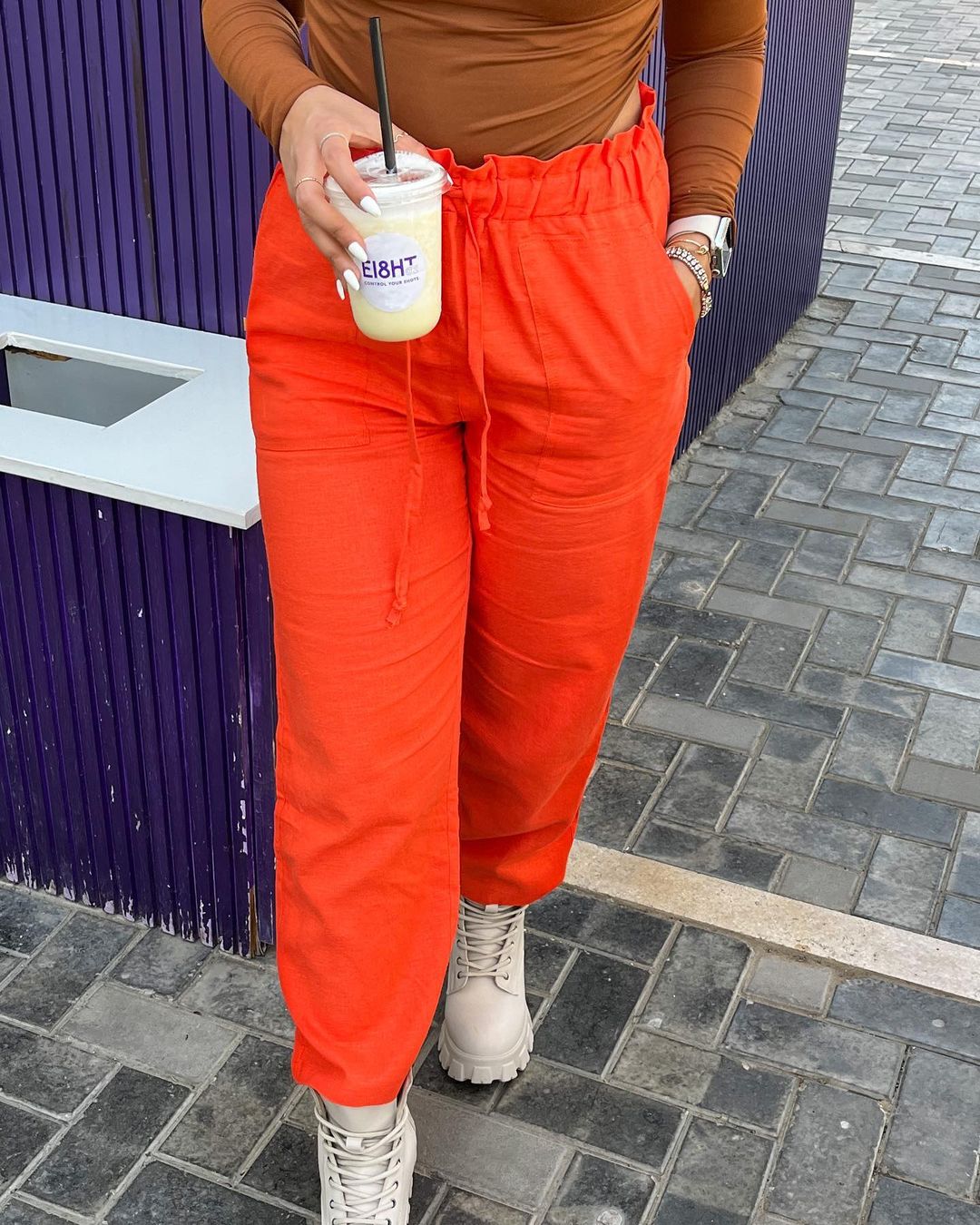 Sunset Orange Linen Pants