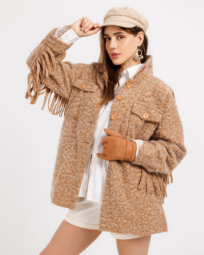 Mohair Fringe Jacket – Bold Texture and Bohemian Flair