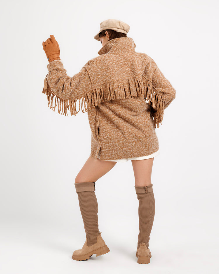 Mohair Fringe Jacket – Bold Texture and Bohemian Flair