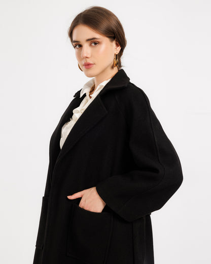 Wool Trench Coat with Fringe Back – Classic Style with a Modern Twist