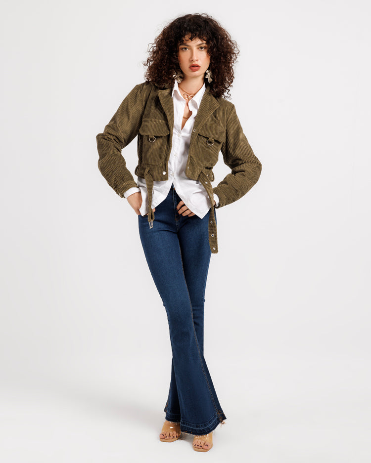 Jacket with Loops and Belt – Trendy and Structured Design