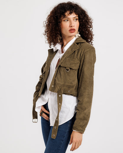 Jacket with Loops and Belt – Trendy and Structured Design