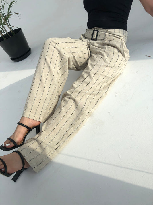 Pure Linen Striped Pants